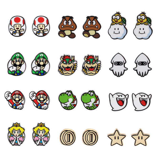 SUPER MARIO BROS 12 PIECE EARING SET (#198996775795)