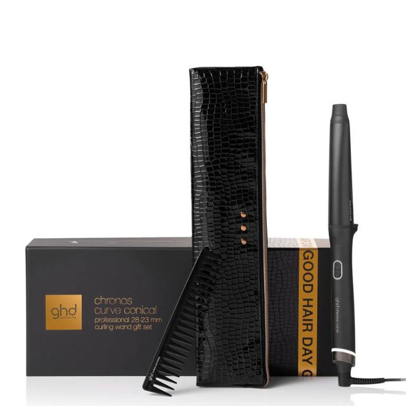 GHD Chronos Curve Conical Wand Gift Set With FREE Bag, Comb & Glove