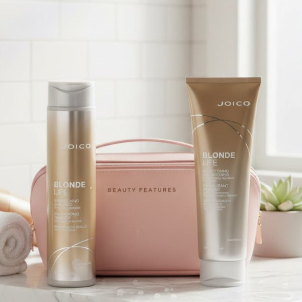 Joico Blonde Life Shampoo & Conditioner With FREE BeautyFeatures Vanity Bag - Pink 2