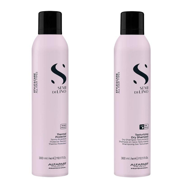 Alfaparf Semi Di Lino Styling Thermal Protector 300ml & Texture Dry Shampoo 300ml Duo
