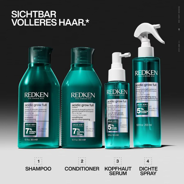 Redken Acidic Grow Full System Densifying Shampoo for Thin Hair, Strengthens & Thickens, 300ml