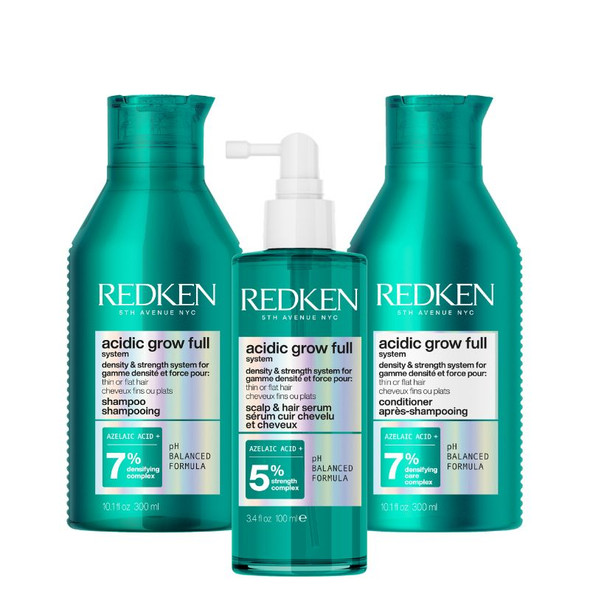 Redken Acidic Grow Full System Shampoo 300ml, Conditioner 300ml & Serum 100ml Bundle