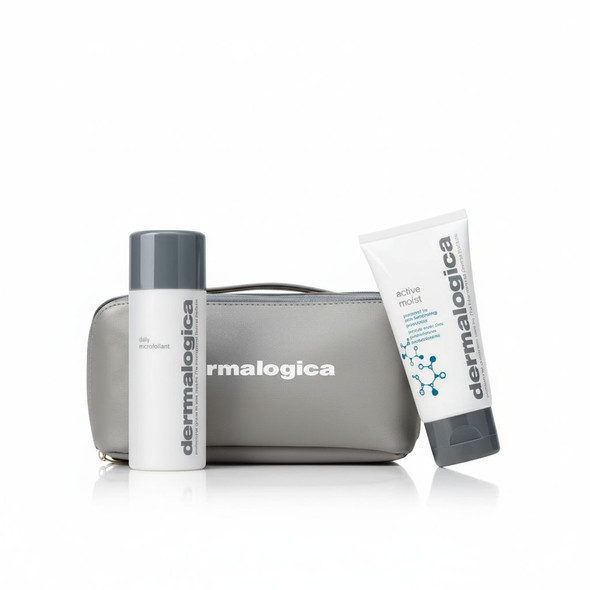 Dermalogica Active Moist 100ml & Daily Microfoliant 74g Duo With FREE Travel Bag
