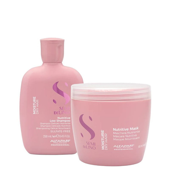 Alfaparf Semi Di Lino Moisture Nutritive Shampoo & 500ml Mask Duo