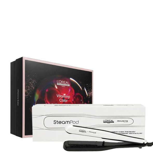 L'Oreal Steampod 3.0 White With FREE L'Oreal Professionnel Vitamino Color Trio Gift Set