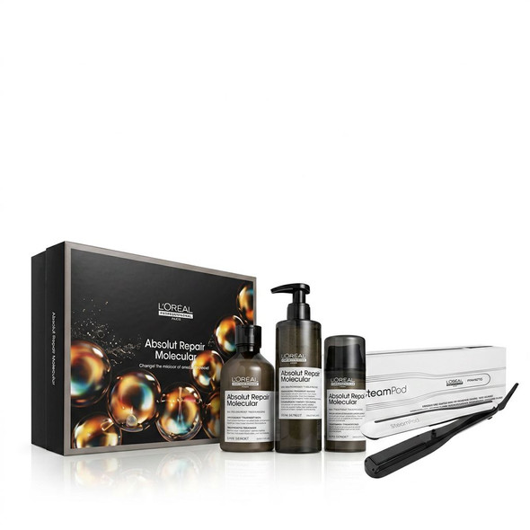 L'Oreal Steampod 3.0 White With FREE L'Oreal Professionnel Absolut Repair Molecular Trio Gift Set