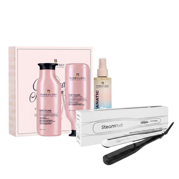 L'Oreal Steampod 3.0 White With FREE Pureology Pure Volume Gift Set