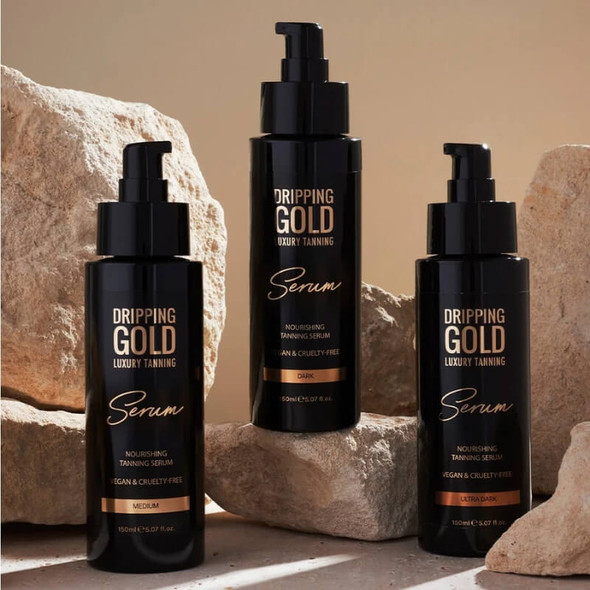 Soro bronzeador luxuoso dourado pingando 2