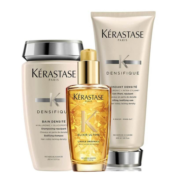 Kérastase Densifique Shampoo, Condicionador e Ultime Oil Hair Trio Rotina