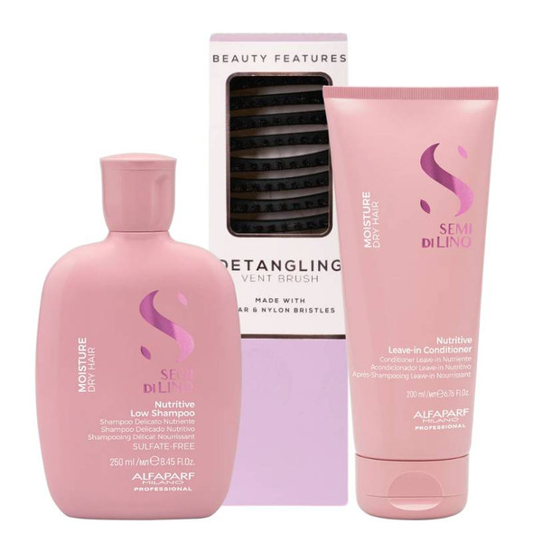 Alfaparf Moisture Shampoo & Conditioner Duo with FREE Vent Hairbrush