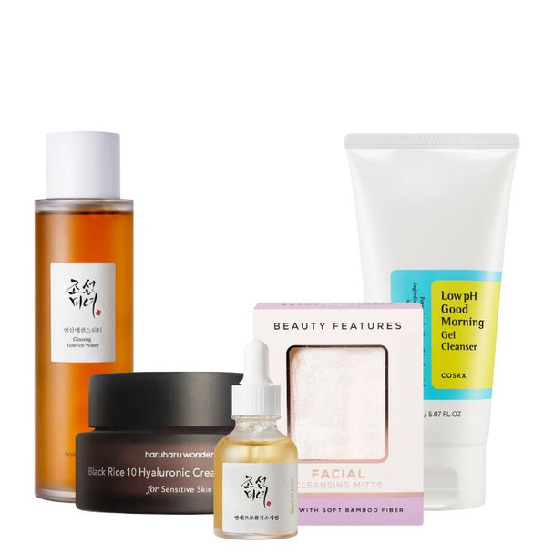 Korean Skincare Minimalist Bundle with FREE BeautyFeatures Cleansing Mitts