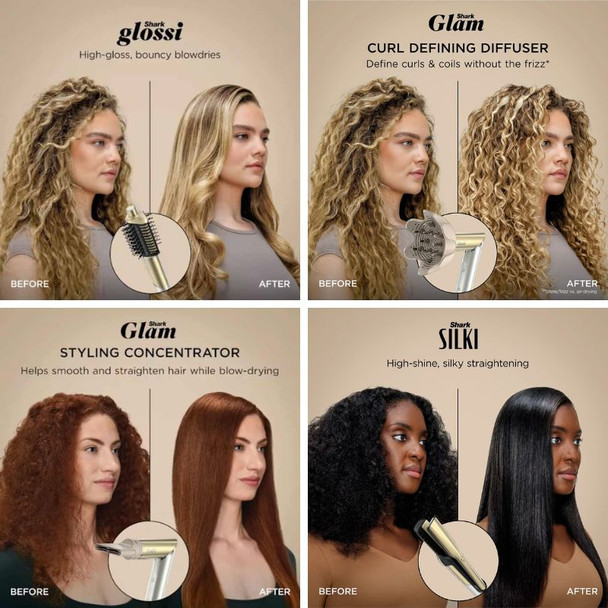 Shark Glam Hot Tool Air Styling + Drying System Gold 4-in-1- For Straight, Wavy and Bouncy Styles 4