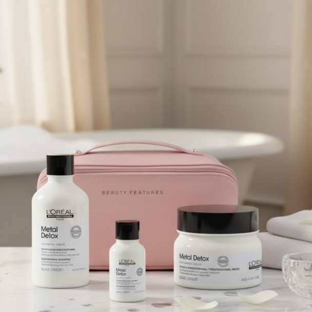 L'Oreal Professionnel Metal Detox Bundle With FREE BeautyFeatures Vanity Case & Mini Shampoo 3