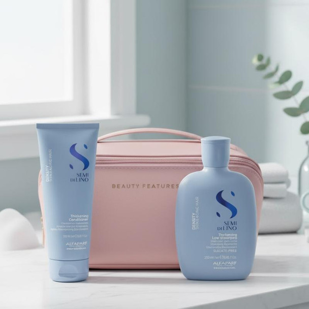 Alfaparf Semi Di Lino Density Shampoo & Conditioner With FREE BeautyFeatures Vanity Bag - Pink 2
