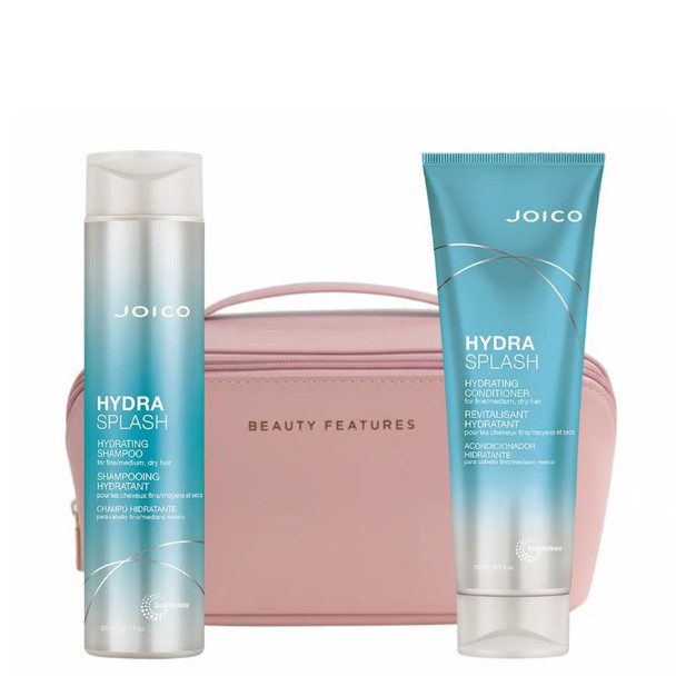 Joico Hydrasplash Shampoo & Conditioner With FREE BeautyFeatures Vanity Bag - Pink 
