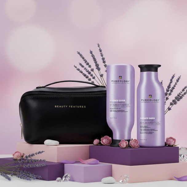 Pureology Hydrate Sheer Shampoo & Conditioner With FREE BeautyFeatures Vanity Bag - Black 3
