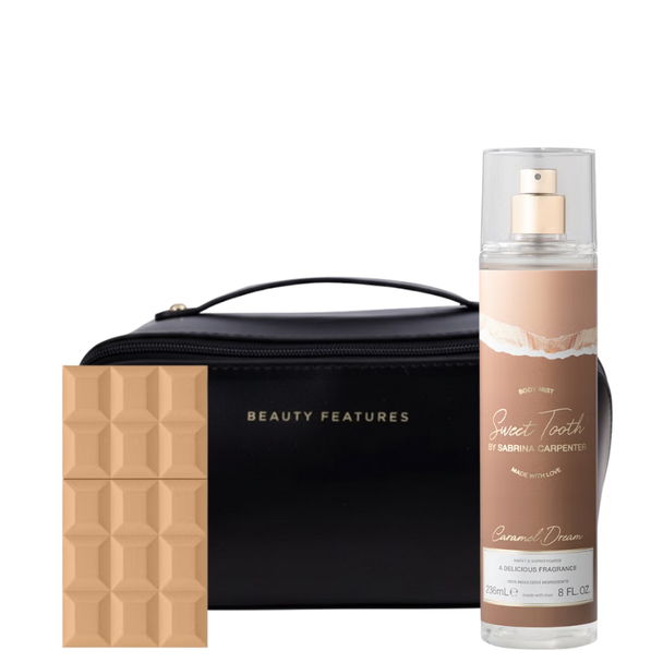 Sabrina Carpenter Caramel Dreams Eau De Parfum 30ml & Body Mist Duo With FREE Vanity Bag - Black 