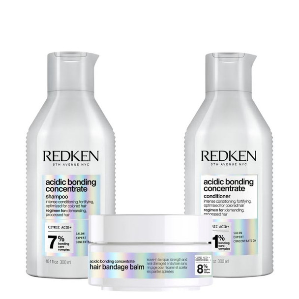 Redken Acidic Bonding Concentrate Shampoo, Conditioner & Bandage Balm Bundle