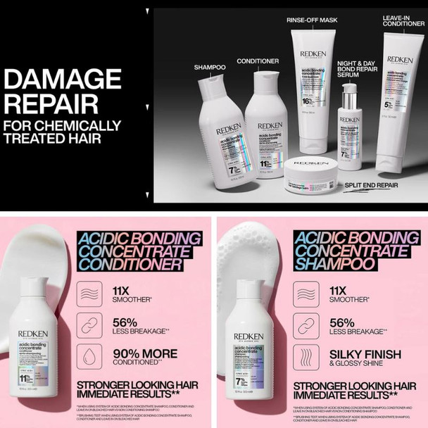 Redken Acidic Bonding Concentrate Shampoo, Conditioner & Bandage Balm Bundle 2