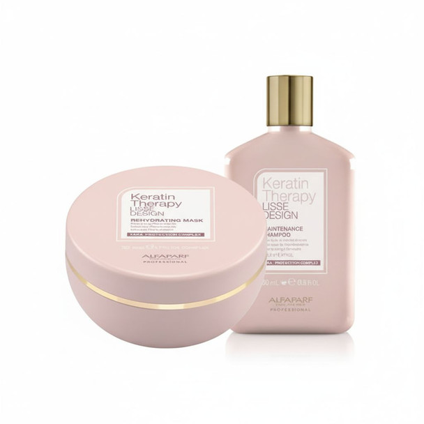Alfaparf Lisse Design Keratin Therapy Maintenance Shampoo & Rehydrating Mask Duo
