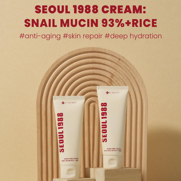 K-Secret Seoul 1988 Cream: Snail Mucin 93% + Rice 100ml