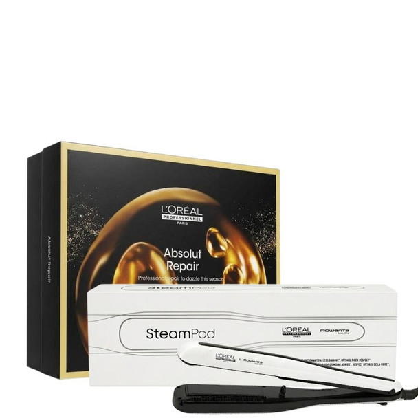 L'Oreal Steampod 3.0 White With FREE L'Oreal Professionnel Absolut Repair Trio Gift Set