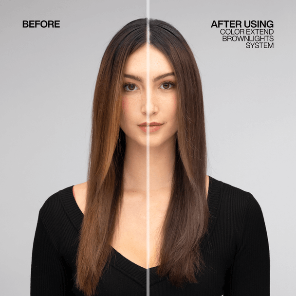 Redken Color Extend Brownlights Blue Toning Conditioner 300ml Before/After Long straight