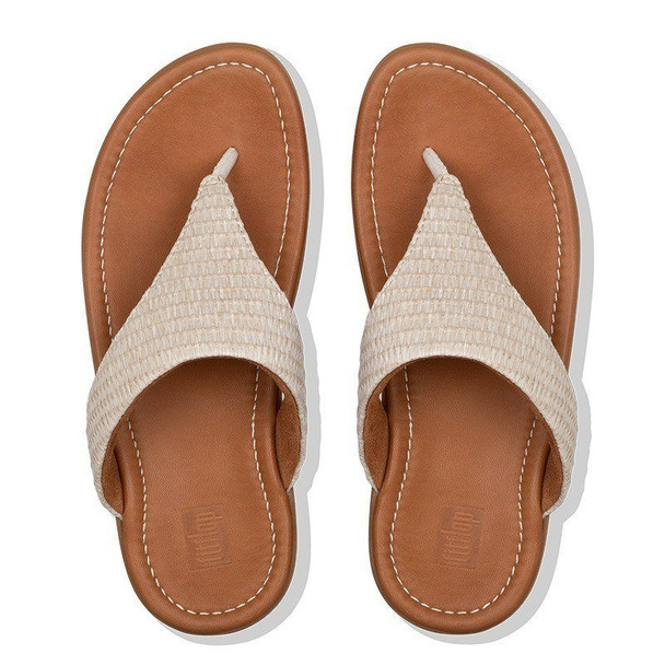 FitFlop Imogen Basket-Weave Toe-Post Parte superior de piedra