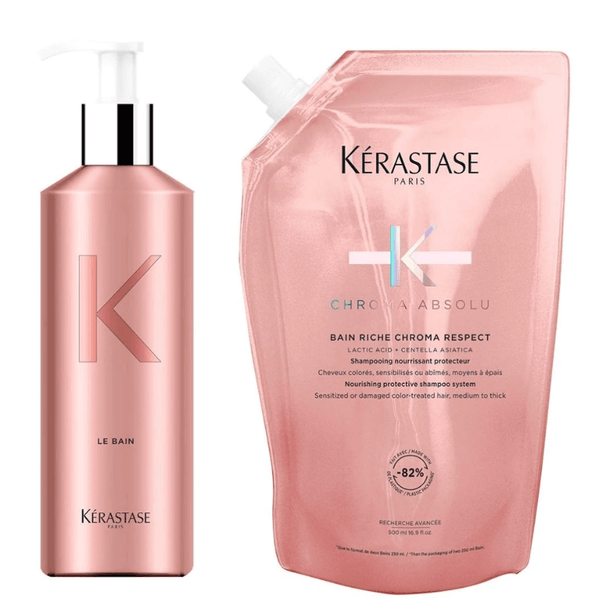 Kerastase chroma absolu bain rispetto ricco sacchetto di ricarica e bottiglia ricaricabile