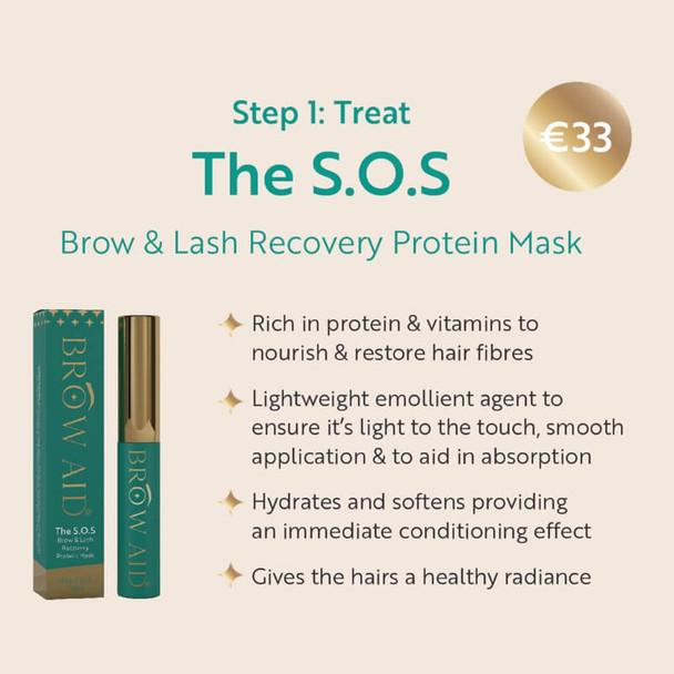 Brow aid passo 1: a máscara de proteína de recuperação sos brow & lash sobre