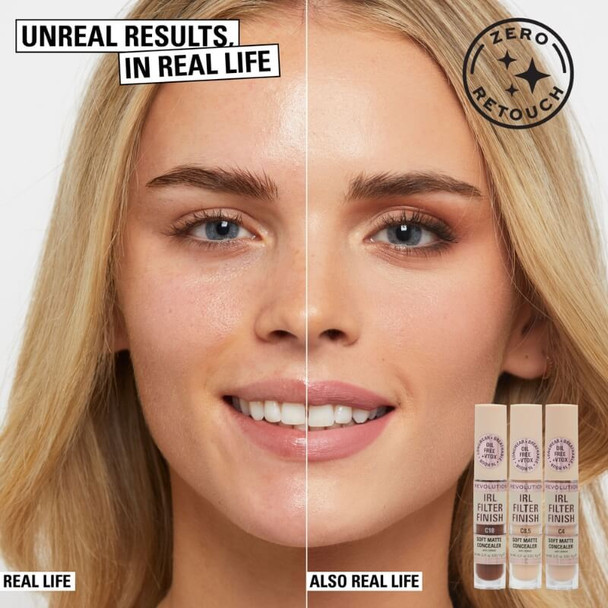 Revolution IRL Filter Finish Concealer Before/After Revolution IRL Filter Finish Concealer Before/After