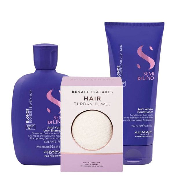 Alfaparf Blonde Shampoo & Conditioner Duo with FREE Micro Fibre Hair Towel