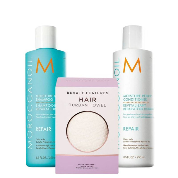 Moroccanoil Moisture Repair Shampoo & Conditioner Duo with FREE Micro Fibre Hair Towel