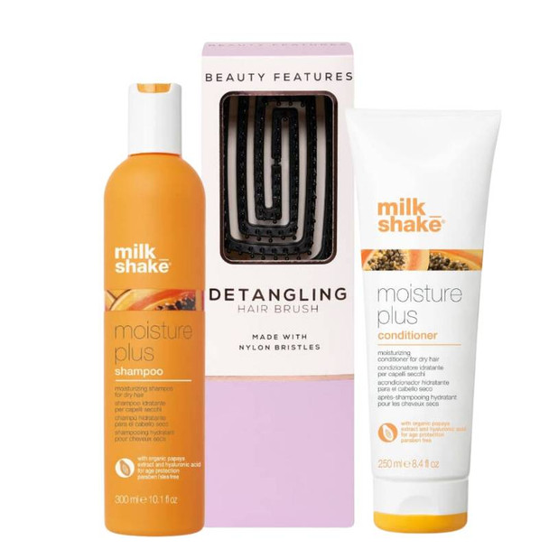Milkshake Moisture Plus Shampoo & Conditioner Duo With FREE Detangling Hairbrush