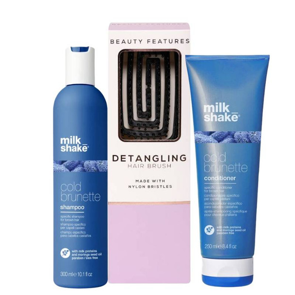 Milkshake Cold Brunette Shampoo & Conditioner Duo With FREE Detangling Hairbrush
