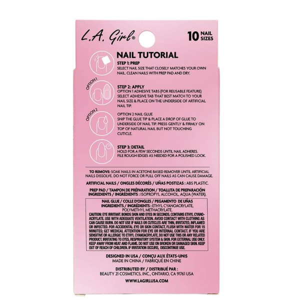 L.A. Girl Nail Tips Luxe Shine Nail Fave Artificial Nail Tips - Back