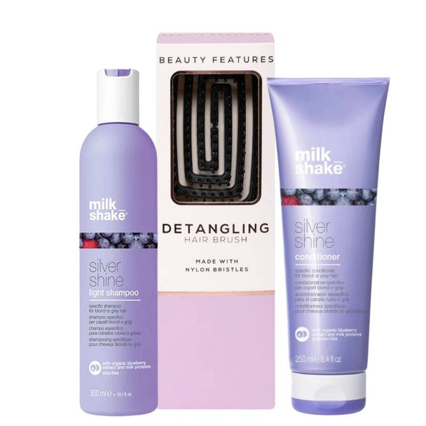 Milkshake Silver Shine Shampoo & Conditioner Duo With FREE Detangling Hairbrush