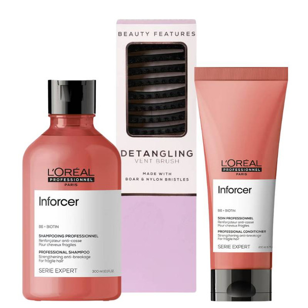 L'Oréal Professionnel Inforcer Shampoo & Conditioner With FREE Vent Hairbrush