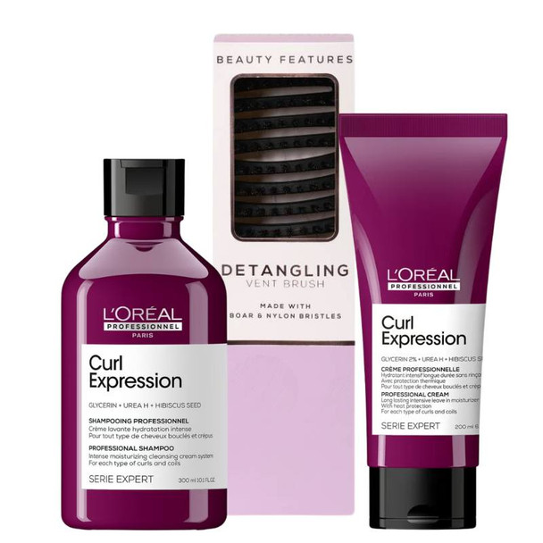 L'Oréal Professionnel Curl Expression Shampoo & Conditioner With FREE Vent Hairbrush