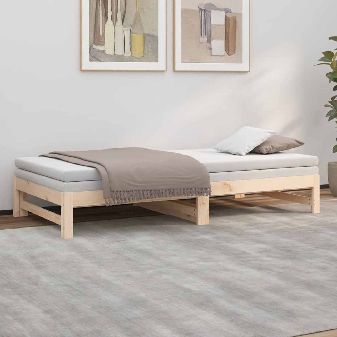 roman Heel Productiviteit Pull-out Day Bed 2x(80x200) cm Solid Wood Pine - The Woodley Outlet