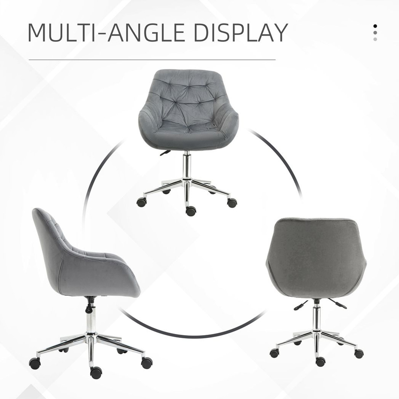 Velvet Home Office Chair Comfy Desk Chair w/ Adjustable Height Armrest Dark  Grey - The Woodley Outlet