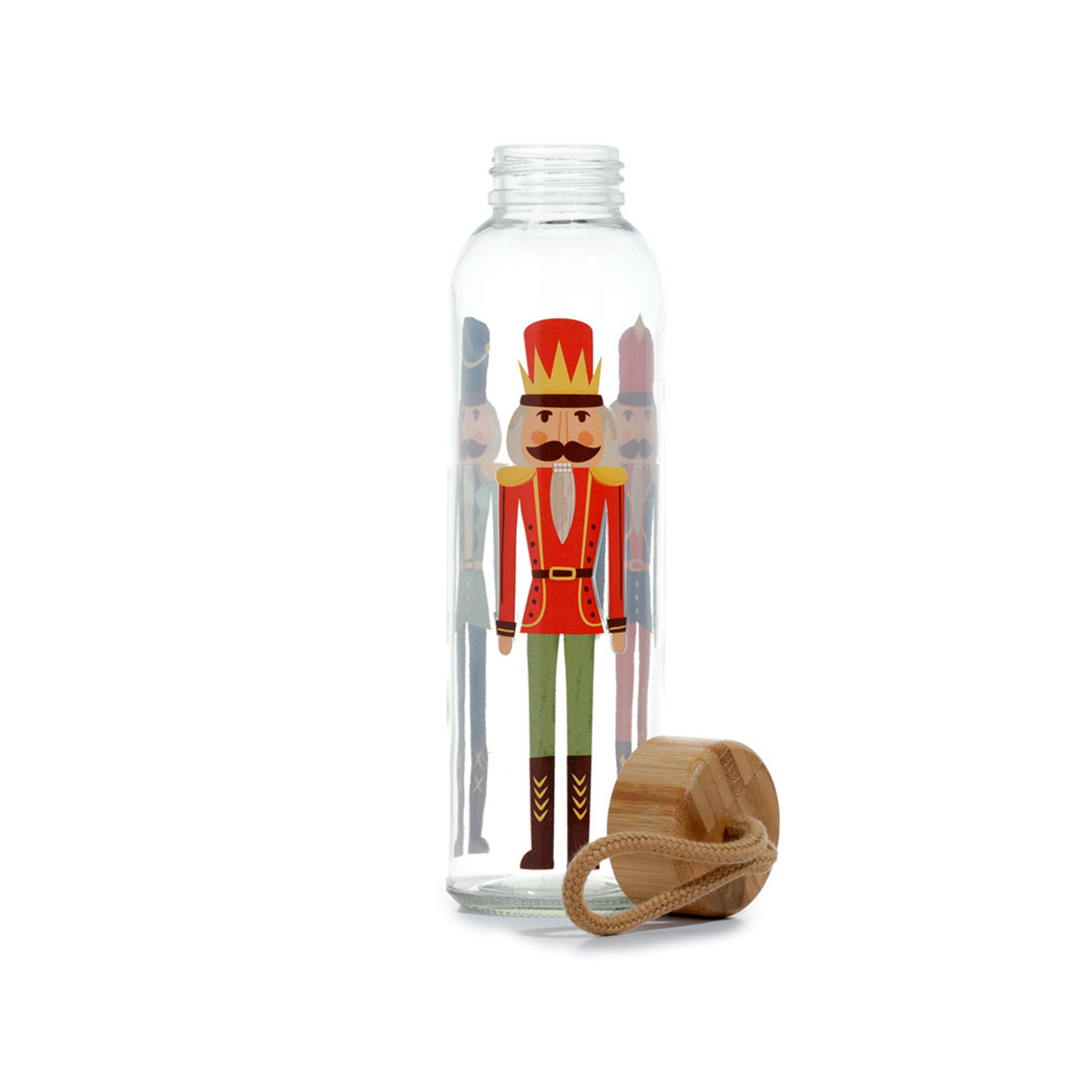 Reusable Glass Water Bottle - Christmas Nutcracker - The Woodley Outlet