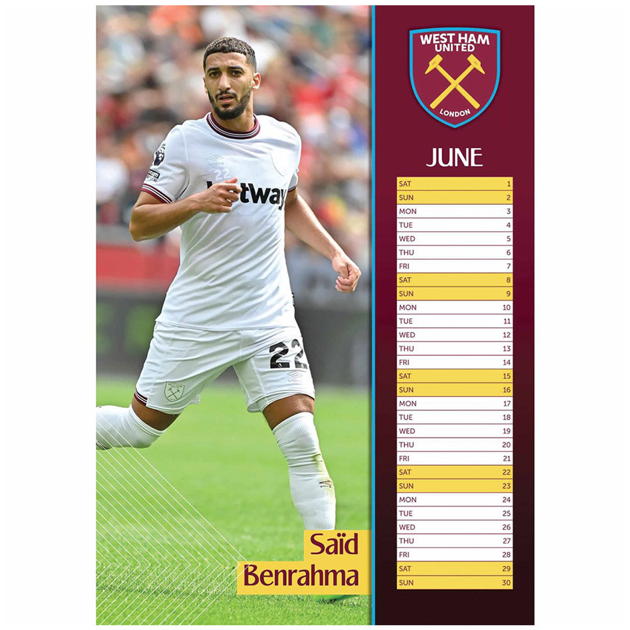 West Ham United FC A3 Calendar 2024 The Woodley Outlet