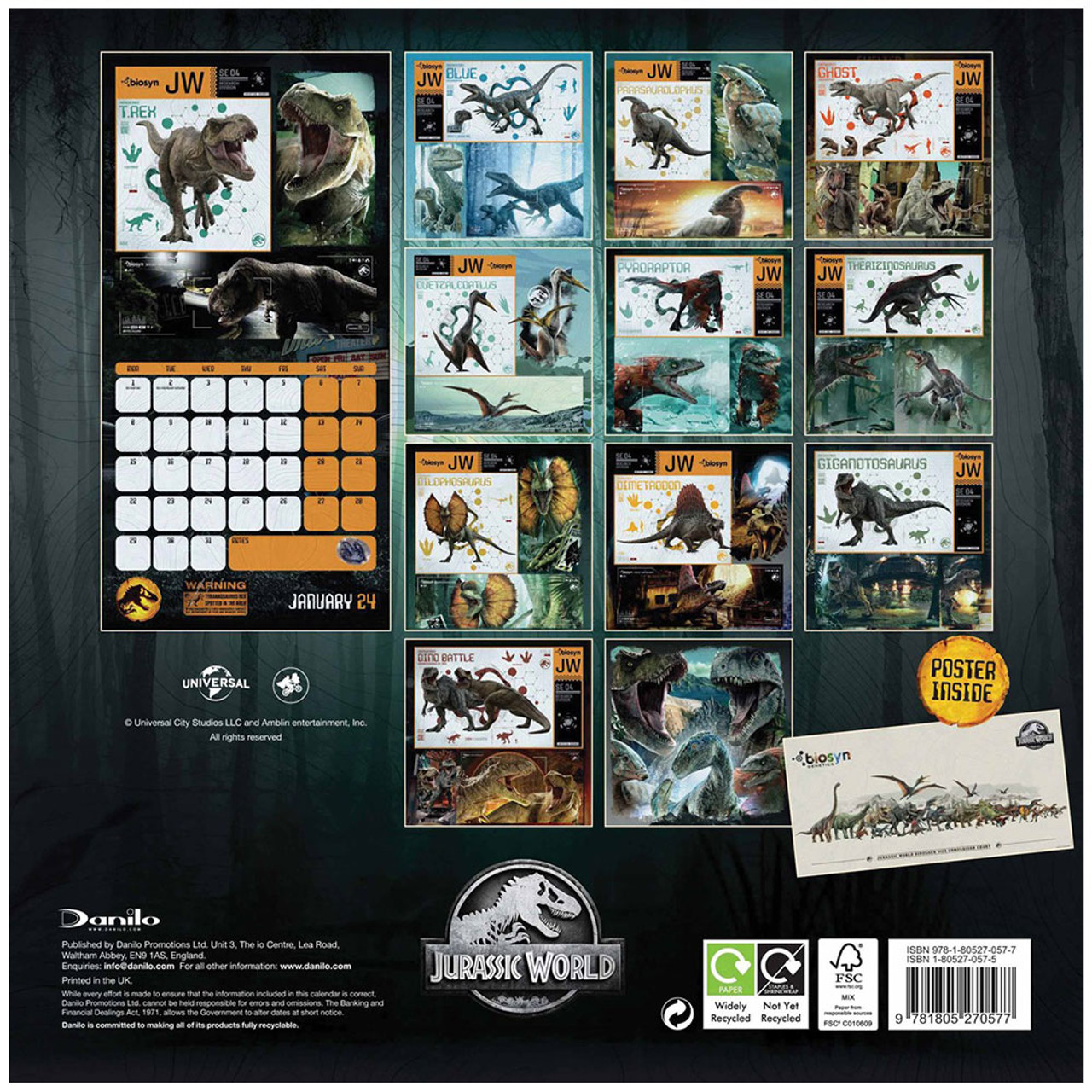 Jurassic World Square Calendar 2024 The Woodley Outlet