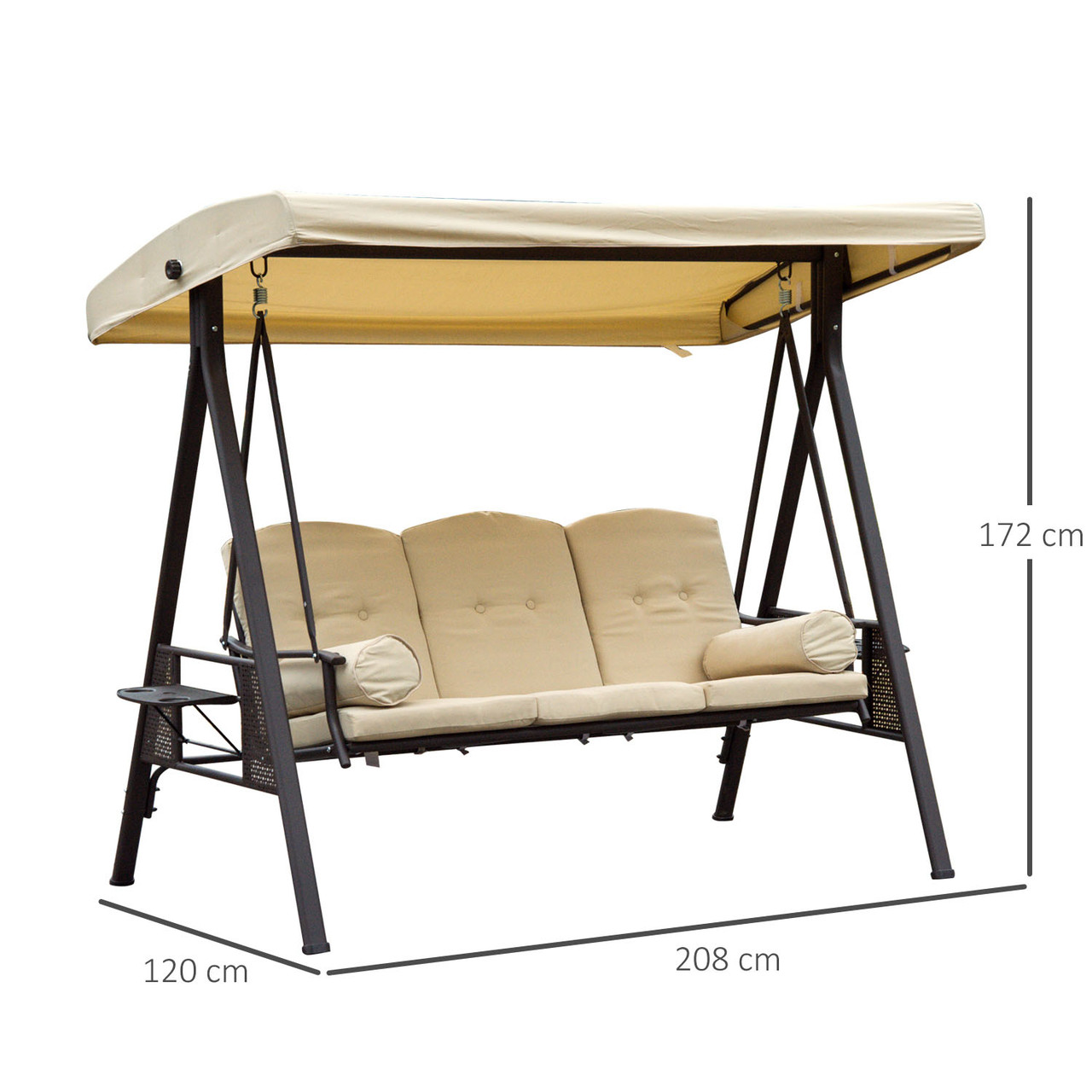 Steel Swing Chair Hammock Garden 3 Seater Canopy Cushion Shelter