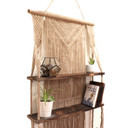 Brown Macrame Hanging Shelves - Brown