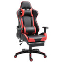 Ergonomic Gaming Chair Reclining Racing Chair with Headrest Swivel Wheels, Red