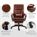 Ergonomic Office Chair w/ 7 Massage Points Headrest Armrest Footrest Brown