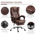 Executive Office Chair Computer Swivel Chair for Home with Arm, Footrest, Brown