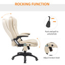 Executive Office Chair with Massage and Heat PU Leather Reclining Chair, Beige